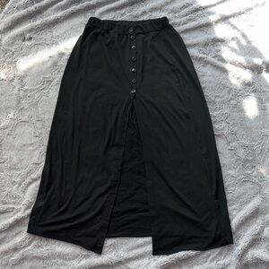 Elegant Black Button-Front Maxi Skirt